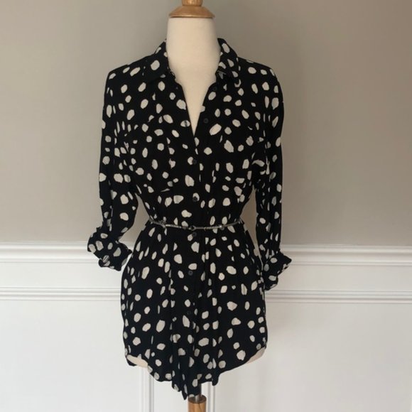 Zara Dresses & Skirts - ZARA BLACK WHITE POLKA DOT TUNIC DRESS